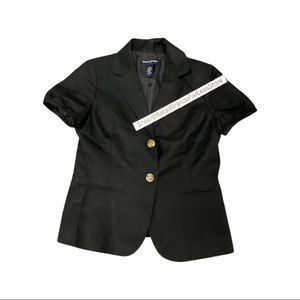 BANANA REPUBLIC Black Linen Fully Lined Short Cap Sleeve Blazer Jacket